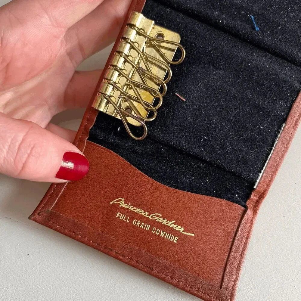 Princess Gardner Leather Key Wallet Full Grain Cowhide 6 Hook Cognac